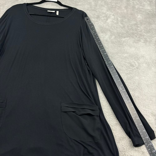 LOGO Lori Goldstein Tunika Top Damen XL schwarz Viskose transparent Knopfleiste hinten Lagenlook - Bild 11 von 17