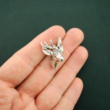 BULK 5 Deer Charms Antique Silver Tone Amazing 3D Detail - SC6377