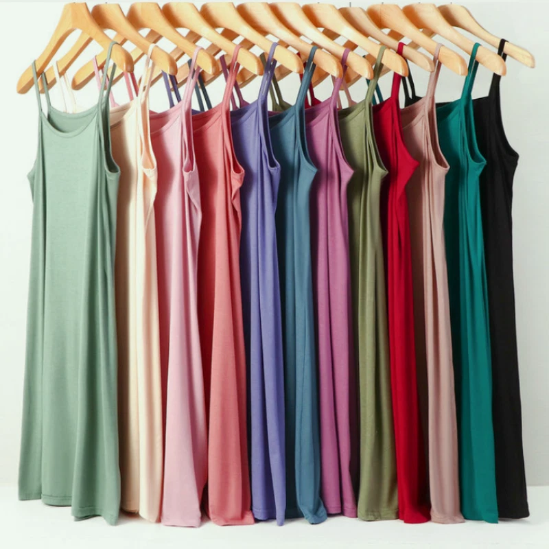 Mujer Camisola Algodón Verano Bajo Vestido Enagua Falda Chemise Camisón Foto 4 de 4