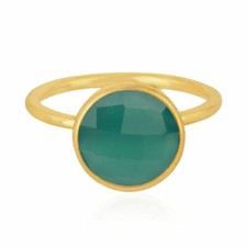 Green Onyx Gemstone 925 Sterling Silver Gold Plated Stackable Rings Jewelry