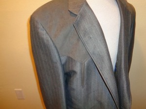VTG-48L-Mens-Circle-S-Cowboy-Suede-Yoke-Western-Gray-Sport-Coat-Jacket-Blazer