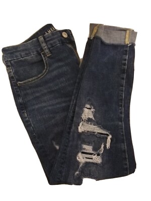 American Eagle Super Hi-Rise Jegging Destroyed Dream Jeans Stretch 6 Regular A4