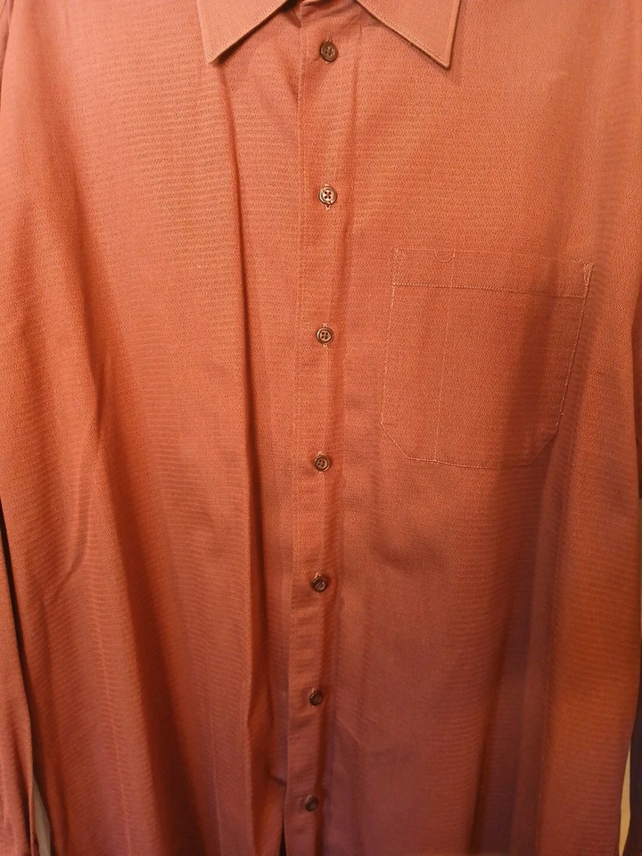 Camisa de vestir Kenneth Cole New York para hombre L grande 16 borgoña manga larga abotonada Foto 4 de 4