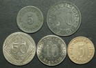 NOTGELD: 5 verschiedene Notmünzen 1917 & 1920. OHLIGS / RHEINPROVINZ ⇒ SOLINGEN.
