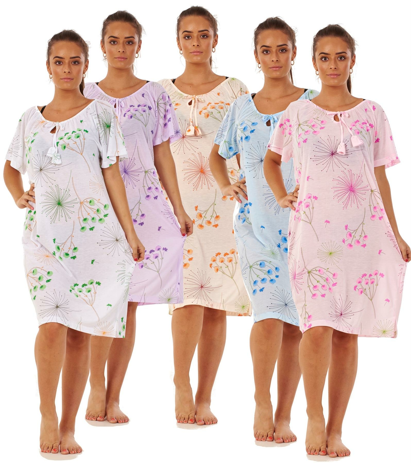 Ladies Fennel Floral Nightdress 100% Cotton Short Sleeve Soft Nightwear M  to 3XL | eBay