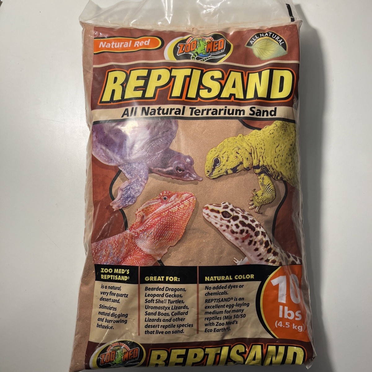 Zoo Med Repti Sand Natural Red All Natural Stimulates Digging Burrowing 10  lbs