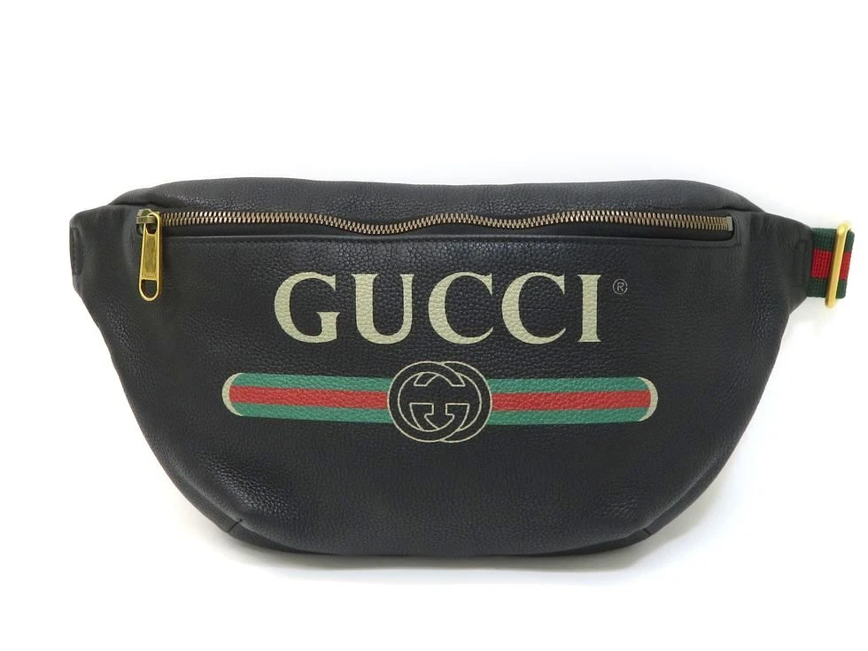 GUCCI Printed Belt Bag Black 493869 from Japan