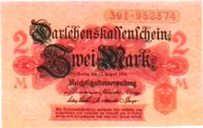 1914 German Empire Kaiser  2 Mark Banknote UNCIRCULATED