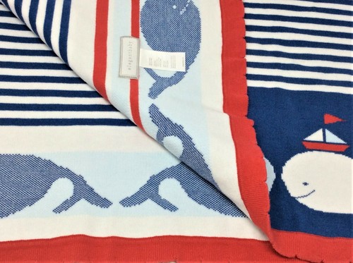 Elegante kit patriottico nautico balena bambino coperta rosso bianco blu - Foto 3 di 4