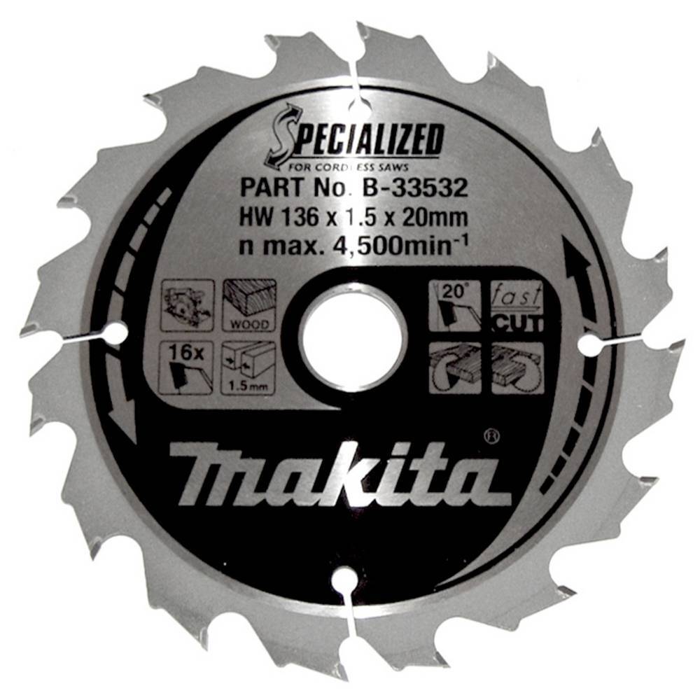 Makita SPECIALIZED B-33532 Lama circolare in metallo duro 136 x 20 x 1 mm