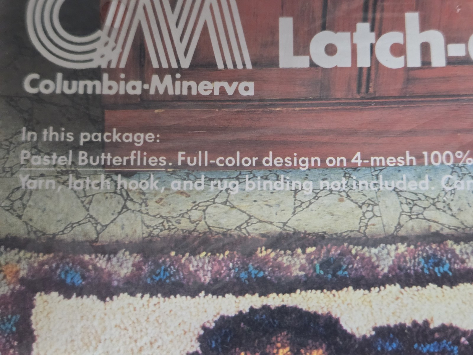 1979 Columbia Minerva Latch a Rug Hook Pattern 38" x 38" Pastel Butterflies