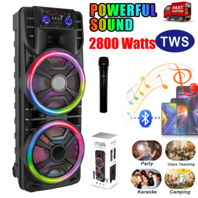 2800W Portable Bluetooth Speaker 12  Subwoofer Heavy Bass Party System AUX & Mic