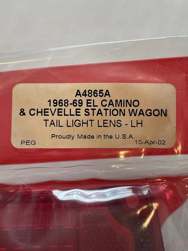 1968-69 Chevrolet Chevelle/El Camino Driver Side Tail Light Lens A4865A - Picture 3 of 4