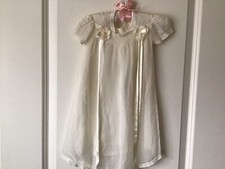 Vintage 1940s White Baptism Baptismal Gown Christening Dress  Slip