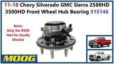 11-18 Chevy Silverado GMC Sierra 2500HD 3500HD Front Wheel Hub Bearing 515146