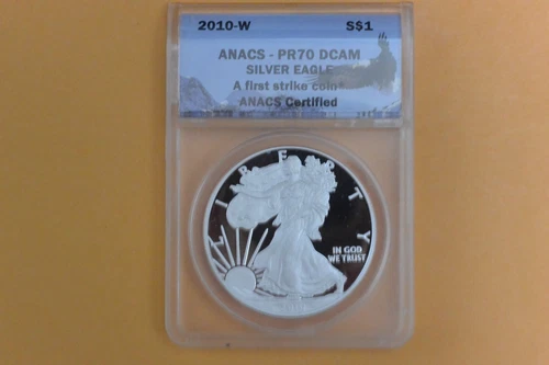 2010-W PROOF American Eagle Silver Dollar ANACS PR70 DCAM - Tiny Sppt