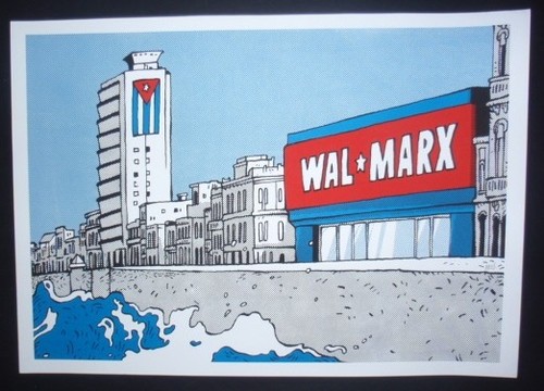 WAL*MARX Raro Firmado CUBA Serigrafía Póster PARODIA CUBANA WALMART Solo 50 Hechos - Imagen 5 de 5