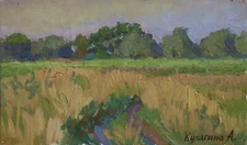 Summer Field Landscape, Ukrainian Artist A. Kulagina, Oil Painting, 2006