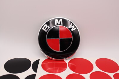 BLACK AND RED Emblem Color Stickers Overlays Vinyl Decal Custom Emblem For BMW 