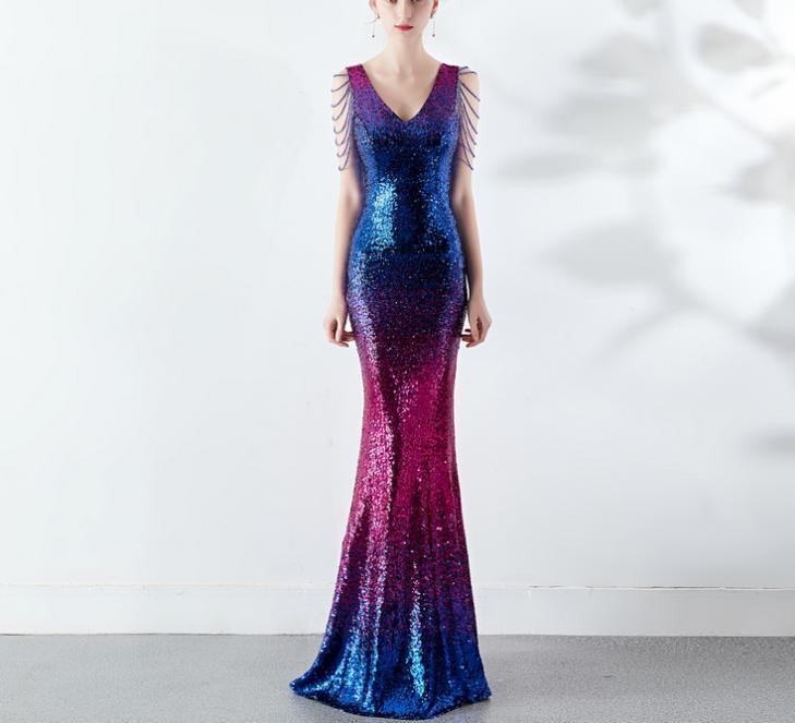 Women's Crystal Diamond Chain Slim Fit Evening Dress Preside Party Splicing  Dres | eBay