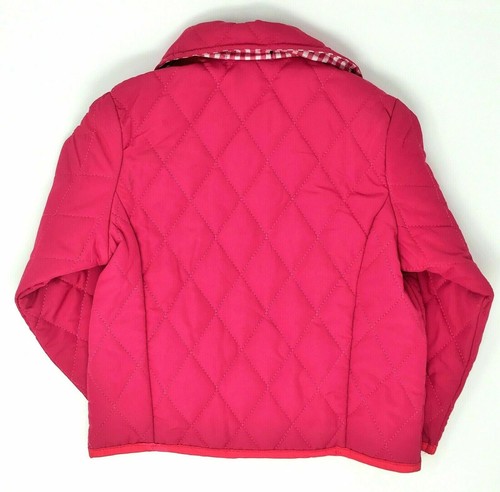 Girls Kids Quilted Jacket Poppers Pockets Pink Red Black Purple age 1-10 - Picture 2 of 11