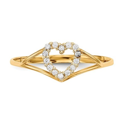 0.42ct Diamante Redondo Natural 14k Oro Amarillo Macizo Boda Heart Valentín Ring - 第 1/5 張圖片