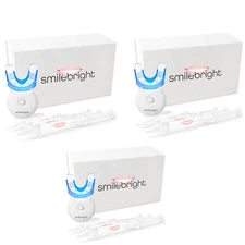 3pc SmileBright Peroxide Teeth Whitening Kit Light Tray Gel Coffee Stain Remove
