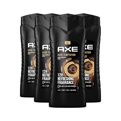 Axe 3-in-1 Duschgel & Shampoo Dark Temptation XL Frische Duft 400 ml 4 Stück