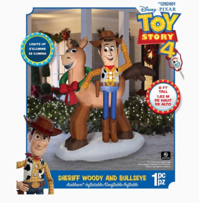Gemmy Disney 6 ft Toy story 4 Sheriff Woody and Bullseye Airblown Inflatable NIB