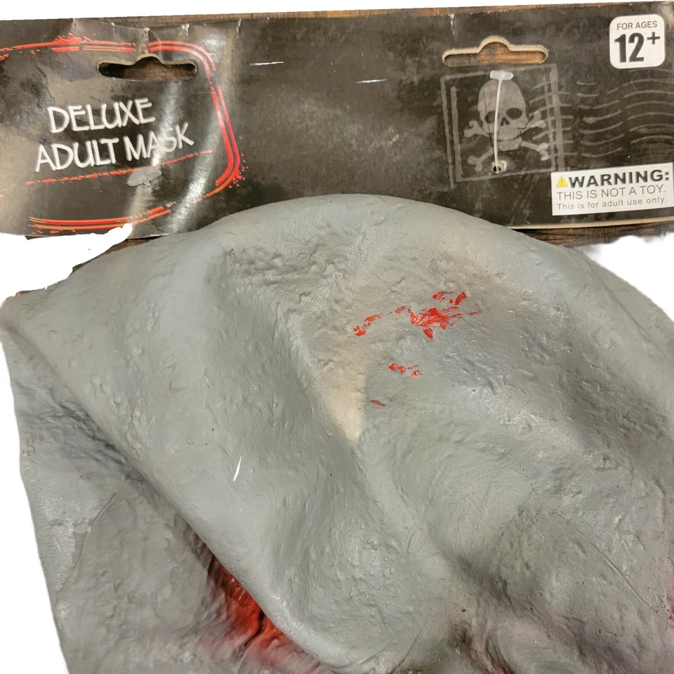 Zombie Halloween Bloody Deluxe Mask Black Hood Rubber Scary Horror NWT - Image 4 of 4