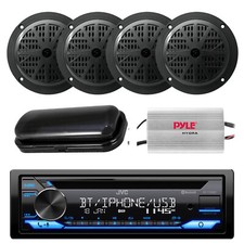 JVC Marine CD MP3 USB AM/FM Stereo, 4x 4" Speakers, 400W Amp, Cover