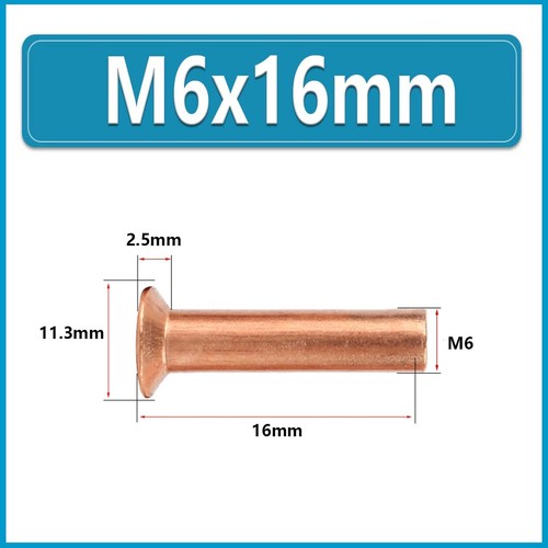 Solid Copper Countersunk Head Rivets 2mm 2.5mm 3mm 4mm 5mm 6mm 8mm DIN 661 Rivet - Picture 66 of 82