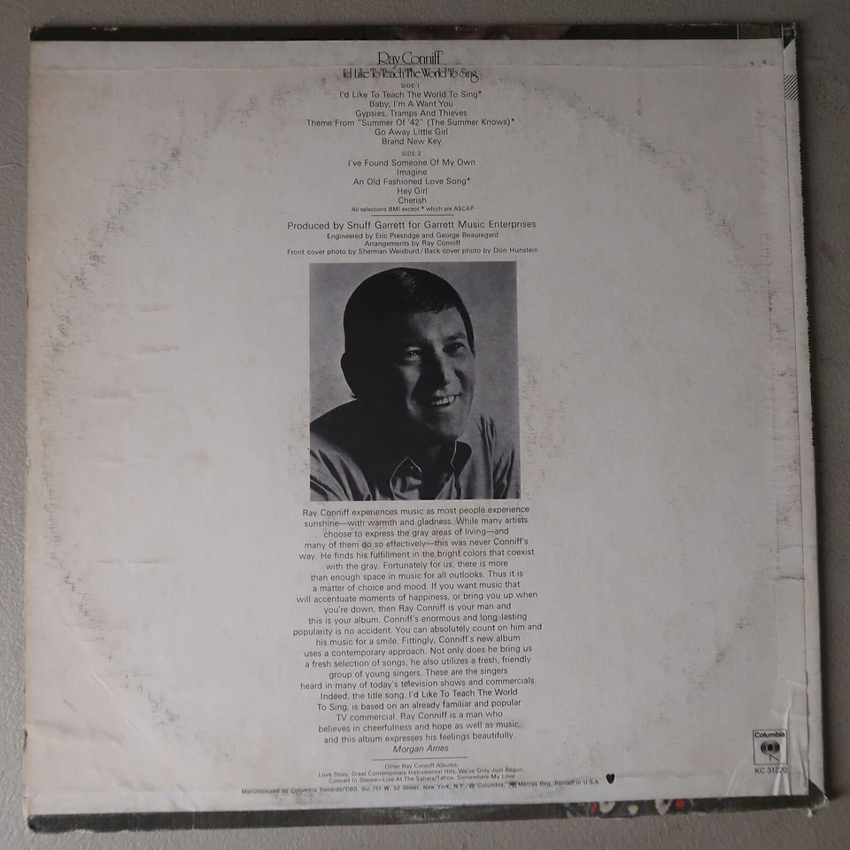 RAY CONNIFF I'D LIKE TO TEACH THE WORLD TO SING VINYL LP COLUMBIA VG 93 Foto 2 de 4