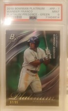 2019 Bowman Platinum Green /99 WANDER FRANCO Platinum Presence PSA 9 #PP-7 Rays