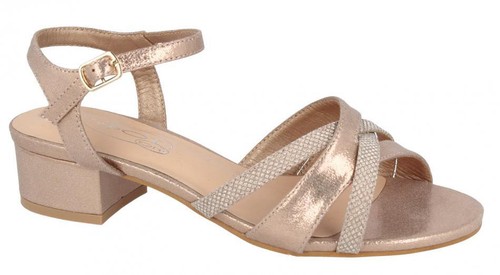 LADIES SPOT ON F1R2118 WIDE FITTING DRESSY LOW HEELED SANDALS - Picture 3 of 3
