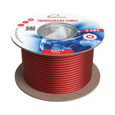 25FT 8AWG Audio Speaker Wire Translucent CCA Copper Clad Aluminum Red PVC