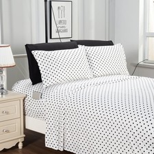 Elegant Comfort 6-Piece Polka Dot Printed Sheet Set - Soft as a Hotel Premium Qu