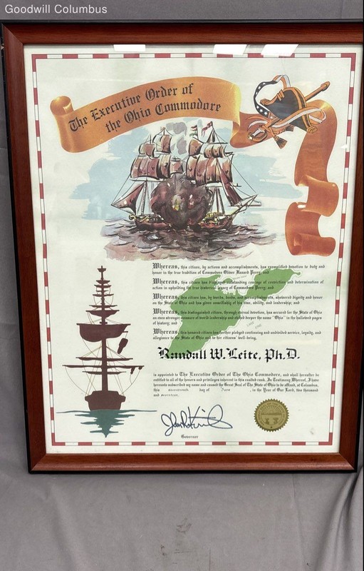 Framed Certificate The Executive Order Of The Ohio Commodore Ohio State 2017