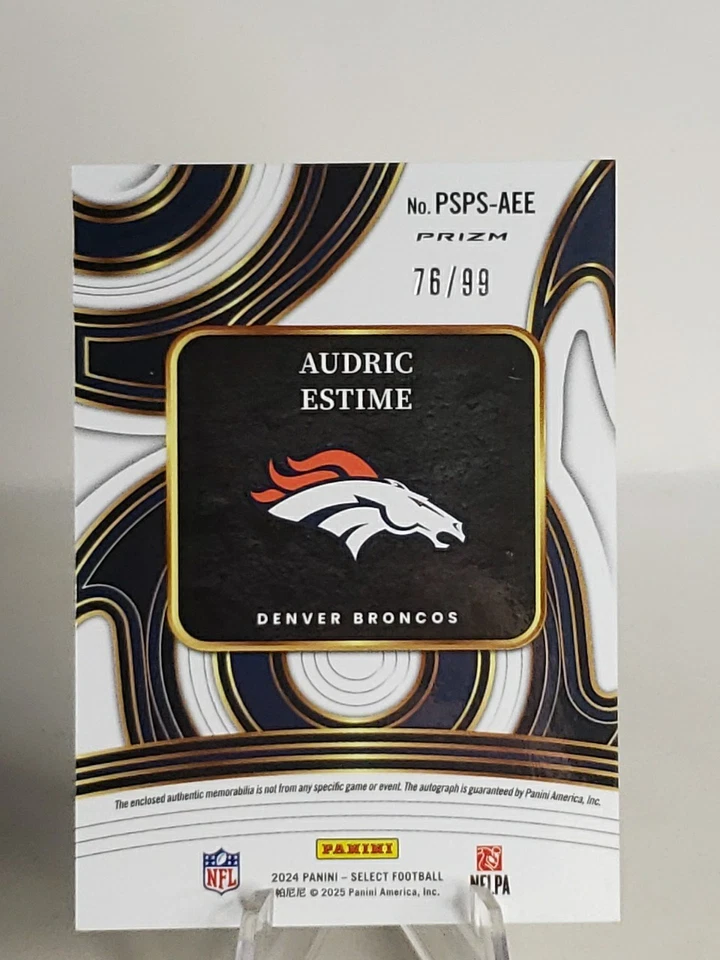 2024 Select Audric Estime Silver /99 Rookie Patch Auto /99 Denver Broncos RC - Image 3 of 4