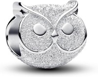 Pandora Moments Strukturiertes Eule Mini-Charm Aus Sterling Silber, Kompatibel M