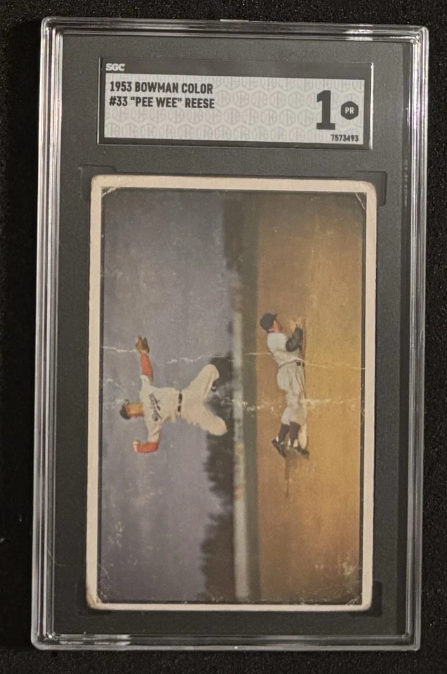 1953 Bowman Color #33 Pee Wee Reese Brooklyn Dodgers HOF SGC 1 PR - Image 3 of 3