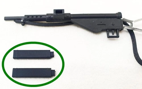 Action Man & GI Joe British Army WWII Stengun STEN SUB MACHINEGUN Magazine 2x