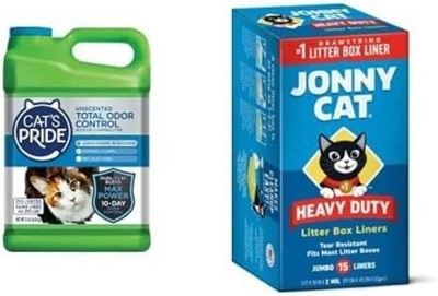 Max Power Litter & Jonny Cat 15 Count Liners Bundle Total Odor Control Unscented