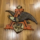 Vintage 3D Anheuser Busch Flying Eagle Logo Plastic Faux Wood Beer Sign Nice