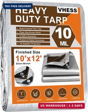 Tarps Heavy Duty Waterproof 10' X 12', 10 Mil Multipurpose Poly Tarp Cover, tarp