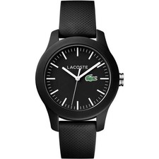 NEW Lacoste 12.12 Black Silicone Strap Watch 38 mm Quartz 2010986 New in box