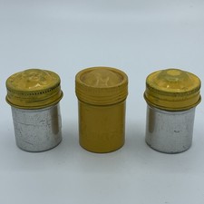 3 x Vintage Yellow Screw Top Metal Kodak Embossed Photo Film Canisters