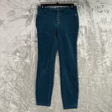 Pilcro By Anthropologie Teal Blue High Rise Skinny Corduroy Pants Size 26 Preppy