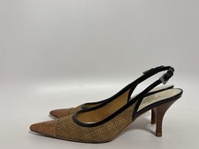 Vtg Prada Brown Raffia Slingback Heels 36.5