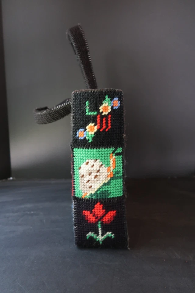 Vintage 70s Needlepoint Ecology Tote Bag Purse | Bob Miller | Columbia Minerva - Image 4 of 4